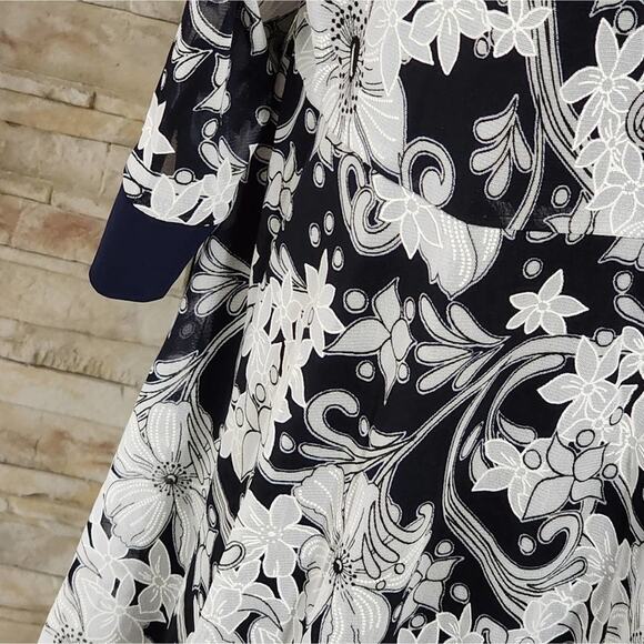 R M Richards navy and white 2 piece dress and duster length jacket plus size 20W - Picture 4 of 10